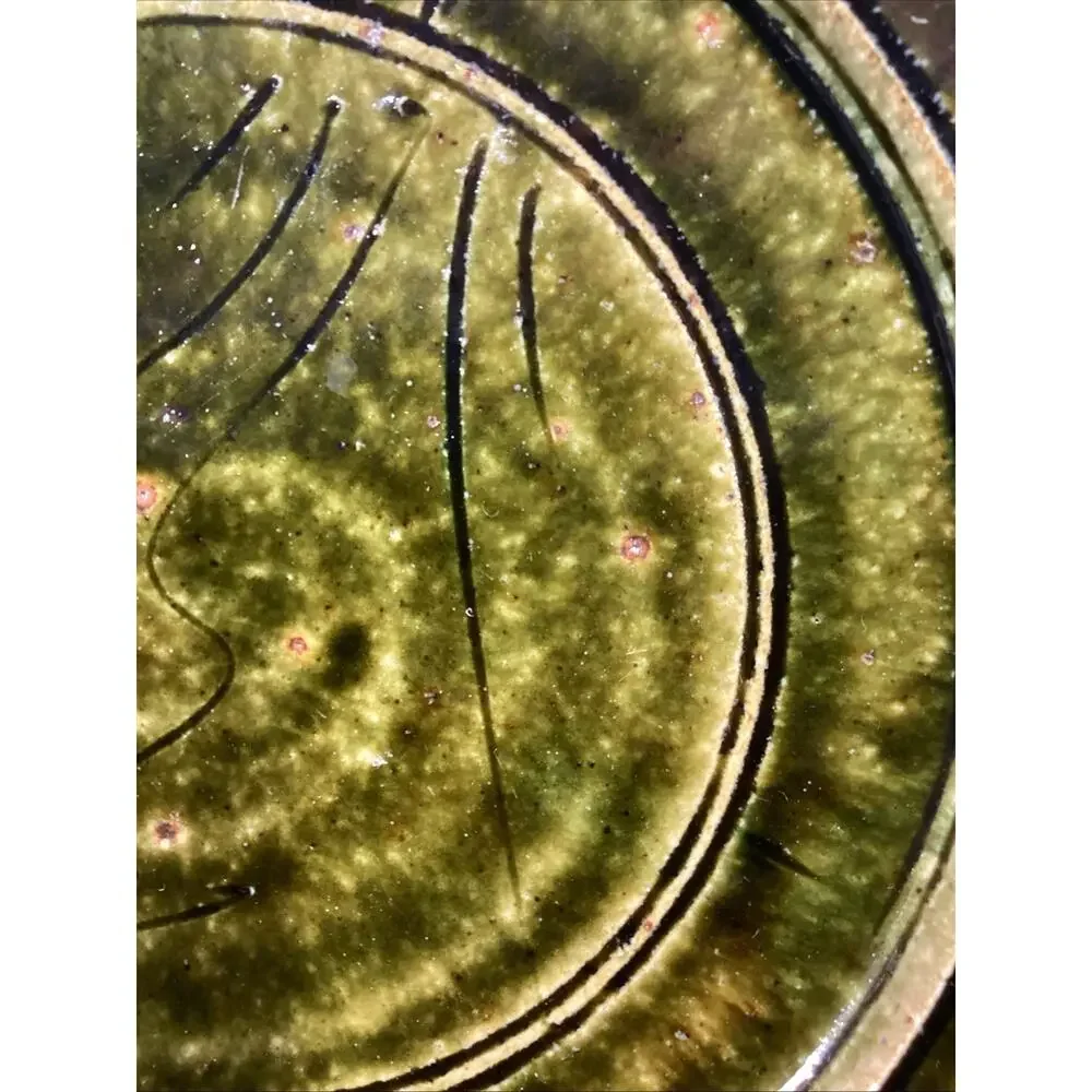 Handmade Hand Painted Dark Green Soup Salad Bowls - 8.25”D